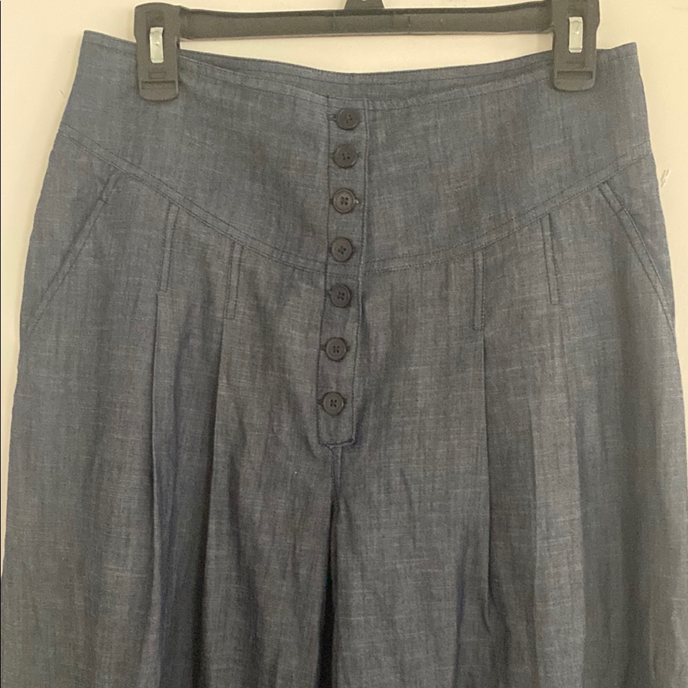 Stylish Blue Button-Front Pants